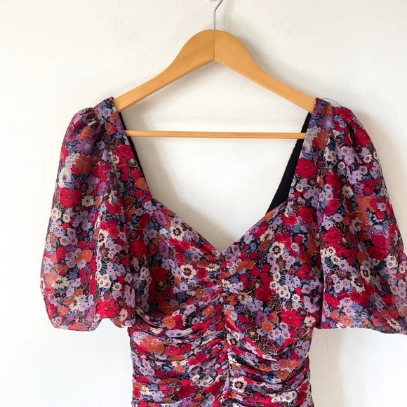 Zara Ruched Floral Mini Dress Blogger Fav Floral Sz XS - Picture 5 of 9